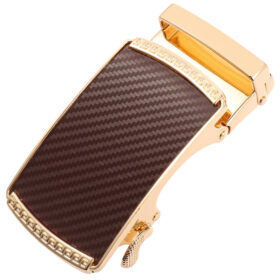 brown carbon fiber sheet/gold buckle