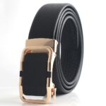 Wholesale Men's Matte Automatic Buckle Leather Belt | Split Cowhide, Laser Logo Business Dress Belt (Multiple Finishes) LAY-002 - Image 3