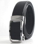 Wholesale Men's Matte Automatic Buckle Leather Belt | Split Cowhide, Laser Logo Business Dress Belt (Multiple Finishes) LAY-002 - Image 4