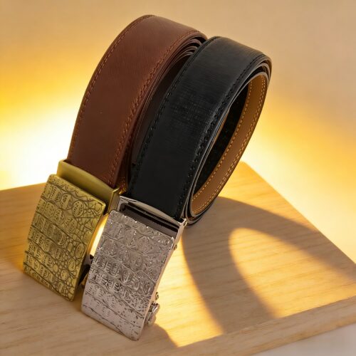 Retro Crocodile-Embossing Embossed Men's Automatic Buckle Belt