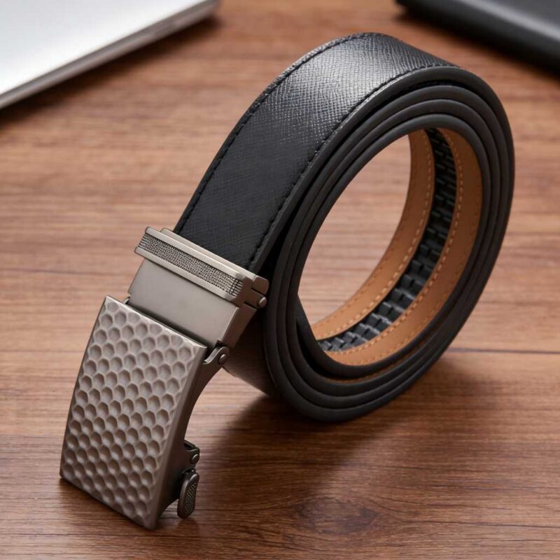 High-end hardware honeycomb pattern automatic buckle men's belt