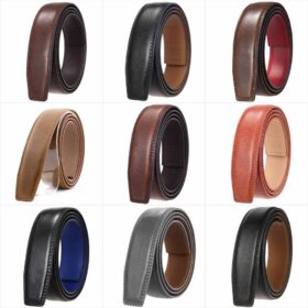 Men's Split Leather Automatic Ratchet Belt Strap