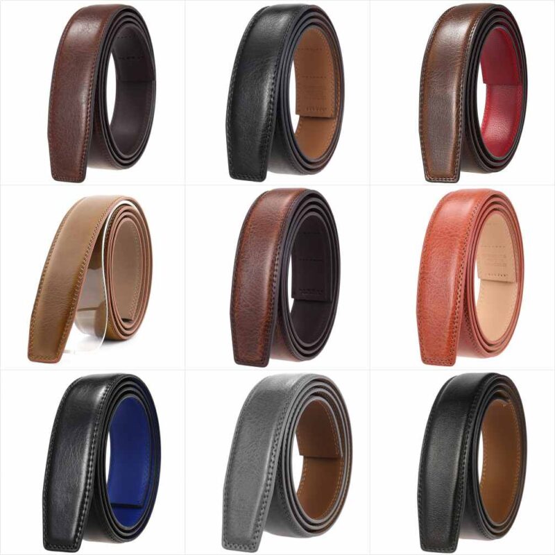 Men's Split Leather Automatic Ratchet Belt Strap