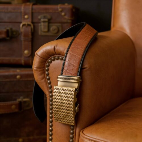 Men's automatic buckle high-grade alloy retro braided craft belt
