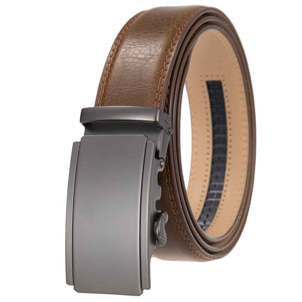 Wholesale  Men's Split Cowhide Leather Ratchet Belt, Automatic Buckle Adjustable Belt for Casual & Dress Wear  LY25-1066-1 - Image 4