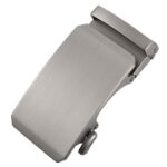Brushed Silver Automatic Zinc Alloy Belt Buckle – Minimalist Geometric Design (LY36-0331)