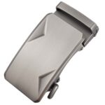 Brushed Silver Automatic Zinc Alloy Belt Buckle – Minimalist Geometric Design (LY36-0331)