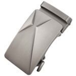 Brushed Silver Automatic Zinc Alloy Belt Buckle – Minimalist Geometric Design (LY36-0331)