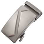 Brushed Silver Automatic Zinc Alloy Belt Buckle – Minimalist Geometric Design (LY36-0331)