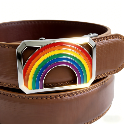Wholesale Rainbow Pride Leather Belts with Automatic Buckles