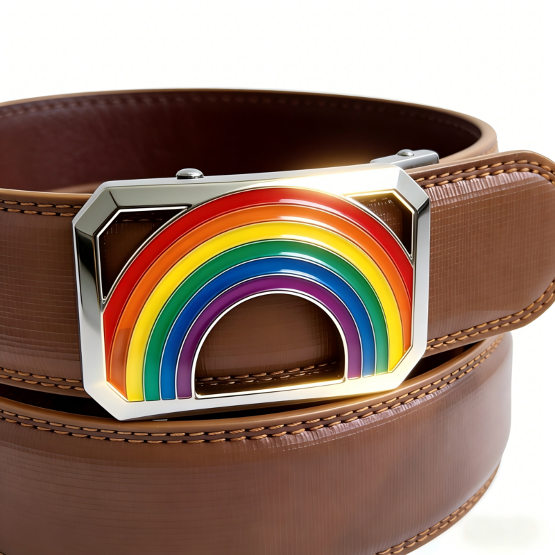 Wholesale Rainbow Pride Leather Belts with Automatic Buckles