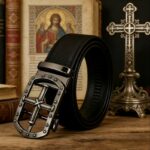Religious retro style alloy buckle front view - Dancreation-8639