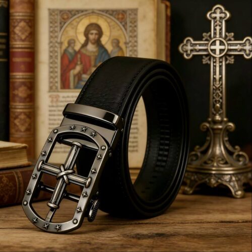 Religious retro style alloy buckle front view - Dancreation-8639