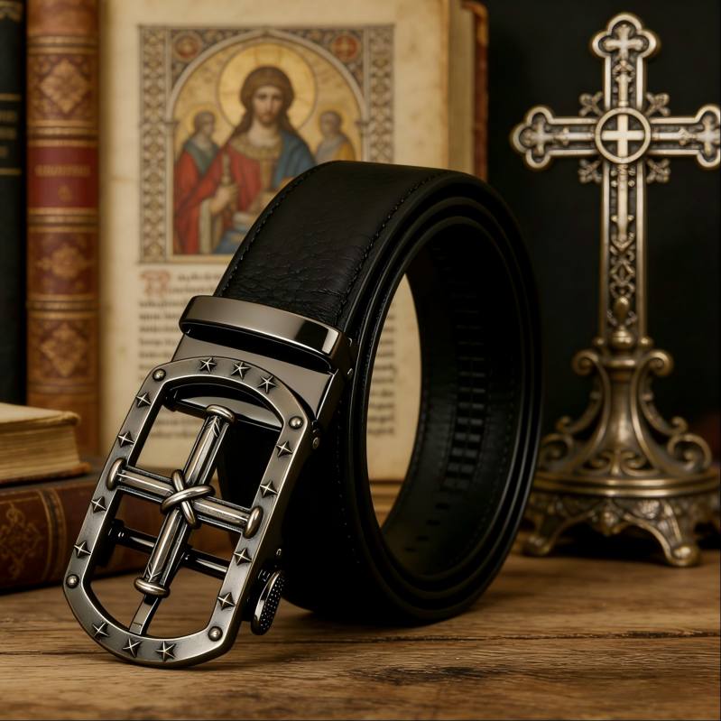 Religious retro style alloy buckle front view - Dancreation-8639
