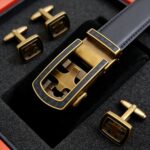 Retro-style luxury men's ratchet belt