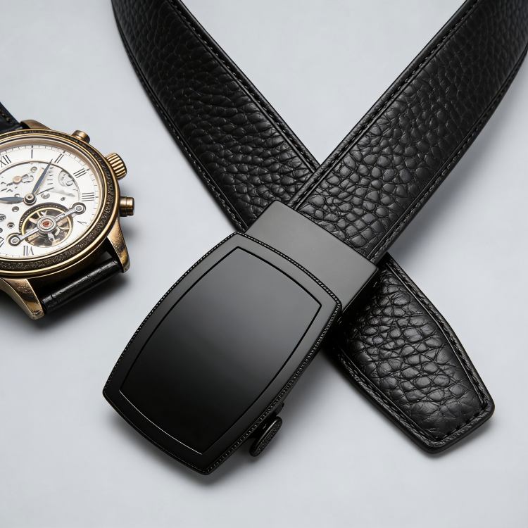 Simple and elegant alloy ratchet men's belt