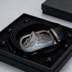 Men's Leather Belt with Unique Mountain Scenery Buckle – Premium Genuine Leather Gift for Him, Fathers Day, Birthday & Anniversary Wholesale DC8656 - Image 2