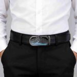Men's Leather Belt with Unique Mountain Scenery Buckle – Premium Genuine Leather Gift for Him, Fathers Day, Birthday & Anniversary Wholesale DC8656 - Image 4