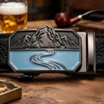 Men's Leather Belt with Unique Mountain Scenery Buckle – Premium Genuine Leather Gift for Him, Fathers Day, Birthday & Anniversary Wholesale DC8656 - Image 3