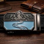 Men's Leather Belt with Unique Mountain Scenery Buckle – Premium Genuine Leather Gift for Him, Fathers Day, Birthday & Anniversary Wholesale DC8656 - Image 14