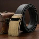Men's Automatic Ratchet Belt - Bronze Alloy Buckle with Durable Leather Strap | Wholesale Supplier DC8654 - Image 5