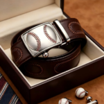 Wholesale Baseball Stitch Sport Belt – Custom Ratchet Buckle, Premium Leather DC8674 - Image 9
