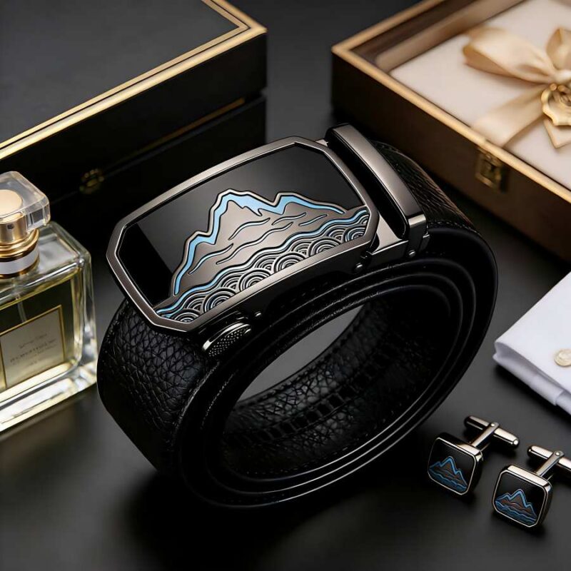 Customized automatic buckle leather belt