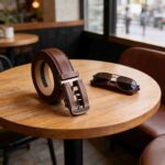 Leather Inlay Buckle Ratchet Belt Wholesale - Custom Men's Belt 8691 - Image 3