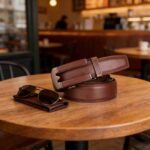 Leather Inlay Buckle Ratchet Belt Wholesale - Custom Men's Belt 8691 - Image 13