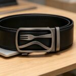 Custom Western Dining Genuine Leather Belt with Knife & Fork Mechanical Buckle - Luxury Restaurant Uniforms & Corporate Gifts (Model: DC-86122) - Image 2