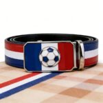 Custom Soccer Fan Gift Ratchet Belts Bulk - France Flag Hardware Leather Belt Manufacturer DC86109 - Image 3