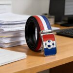 Custom Soccer Fan Gift Ratchet Belts Bulk - France Flag Hardware Leather Belt Manufacturer DC86109 - Image 6