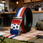 Custom Soccer Fan Gift Ratchet Belts Bulk - France Flag Hardware Leather Belt Manufacturer DC86109 - Image 5