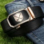 Wholesale Custom Men's Leather Belt Double Golf Club Badge Automatic Buckle Business Casual Golf Belts for Men DC86118 - Image 4