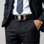 Wholesale Custom Men's Leather Belt Double Golf Club Badge Automatic Buckle Business Casual Golf Belts for Men DC86118 - Image 5