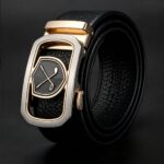 Wholesale Custom Men's Leather Belt Double Golf Club Badge Automatic Buckle Business Casual Golf Belts for Men DC86118 - Image 6