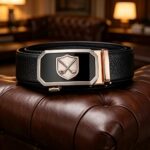 Wholesale Custom Men's Leather Belt Double Golf Club Badge Automatic Buckle Business Casual Golf Belts for Men DC86118 - Image 2