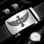 Wholesale Men's Ratchet Leather Belt with Engraved Cross Wings - DC8685 - Image 6
