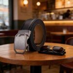 Wholesale Men's Automatic Ratchet Belt with Gunmetal Brushed Octagonal Buckle - DC8697 - Image 4