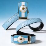 Argentina Flag Men's Ratchet Belts Wholesale | Custom Football Leather Belts Manufacturer DC86108 - Image 6