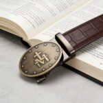 Bonitogo Men’s Luxury Ratchet Leather Belt – Brown Crocodile Pattern with Religious Symbol Buckle DC8680 - Image 6