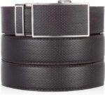 Wholesale Men's Leather Ratchet Belt with Matching Textured Buckle 8696 - Image 4