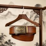 Wholesale Retro Zen Lotus Automatic Belt – Vintage Brass Ratchet Buckle, Premium Brown Leather DC8676 - Image 6