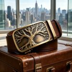 [Wholesale] Tree of Life Leather Belt – Antique Brass Buckle, Automatic Ratchet Style DC-8679 - Image 5