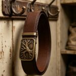 [Wholesale] Tree of Life Leather Belt – Antique Brass Buckle, Automatic Ratchet Style DC-8679 - Image 7