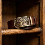 [Wholesale] Tree of Life Leather Belt – Antique Brass Buckle, Automatic Ratchet Style DC-8679 - Image 8