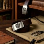 [Wholesale] Men’s Automatic Ratchet Belt – Heavy-Duty Eagle Emblem Buckle, Genuine Leather Style DC86125 - Image 3