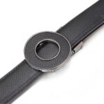 Wholesale Men's Minimalist Round Buckle Ratchet Belt Genuine Leather DC8683 - Image 5