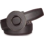 Wholesale Men's Minimalist Round Buckle Ratchet Belt Genuine Leather DC8683 - Image 9
