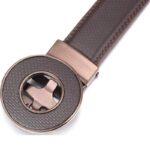 Wholesale Men's Minimalist Round Buckle Ratchet Belt Genuine Leather DC8683 - Image 7